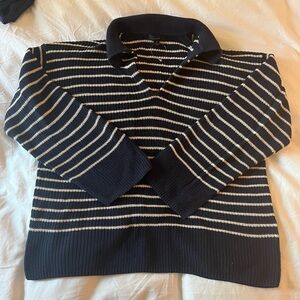 J Crew striped collared cotton sweater